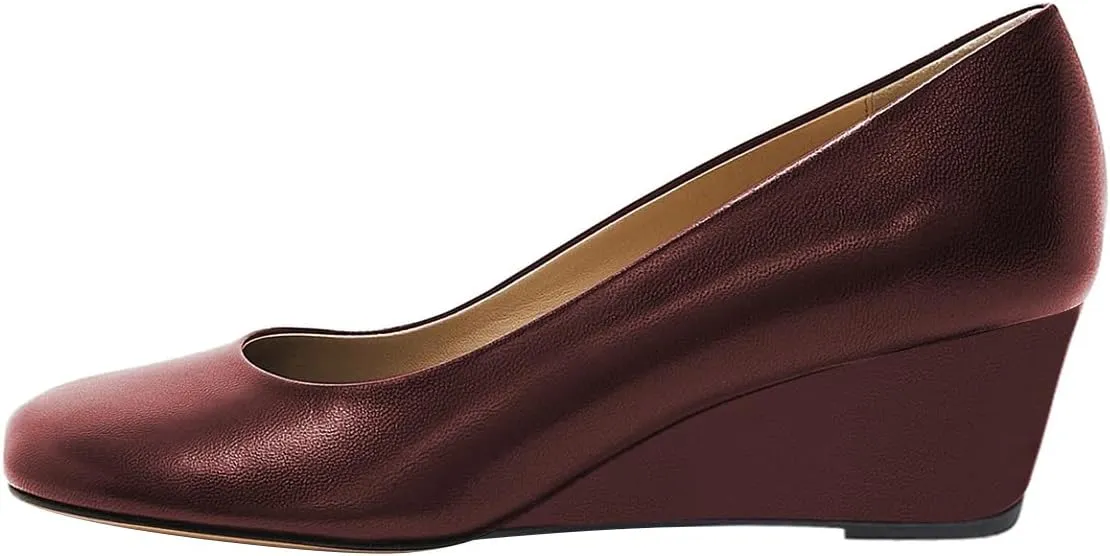 Women Closed Square Toe Classic Pumps Slip On Wedge Mid Heels Comfy Party Club Daily Office Shoes Size 4-16 US