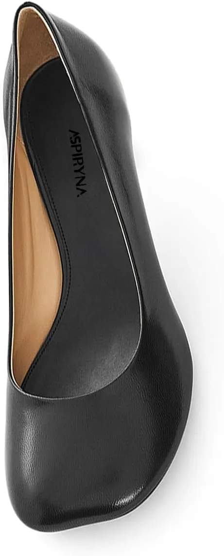 Women Closed Square Toe Classic Pumps Slip On Wedge Mid Heels Comfy Party Club Daily Office Shoes Size 4-16 US