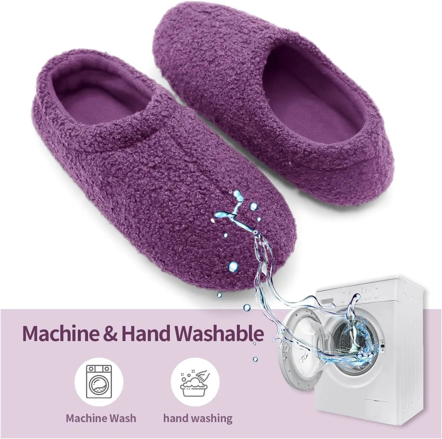 Women House Fuzzy Slippers - Lightweight Comfy Memory Foam Cozy Warm Fluffy Non-slip Indoor Slippers Size US 5-12