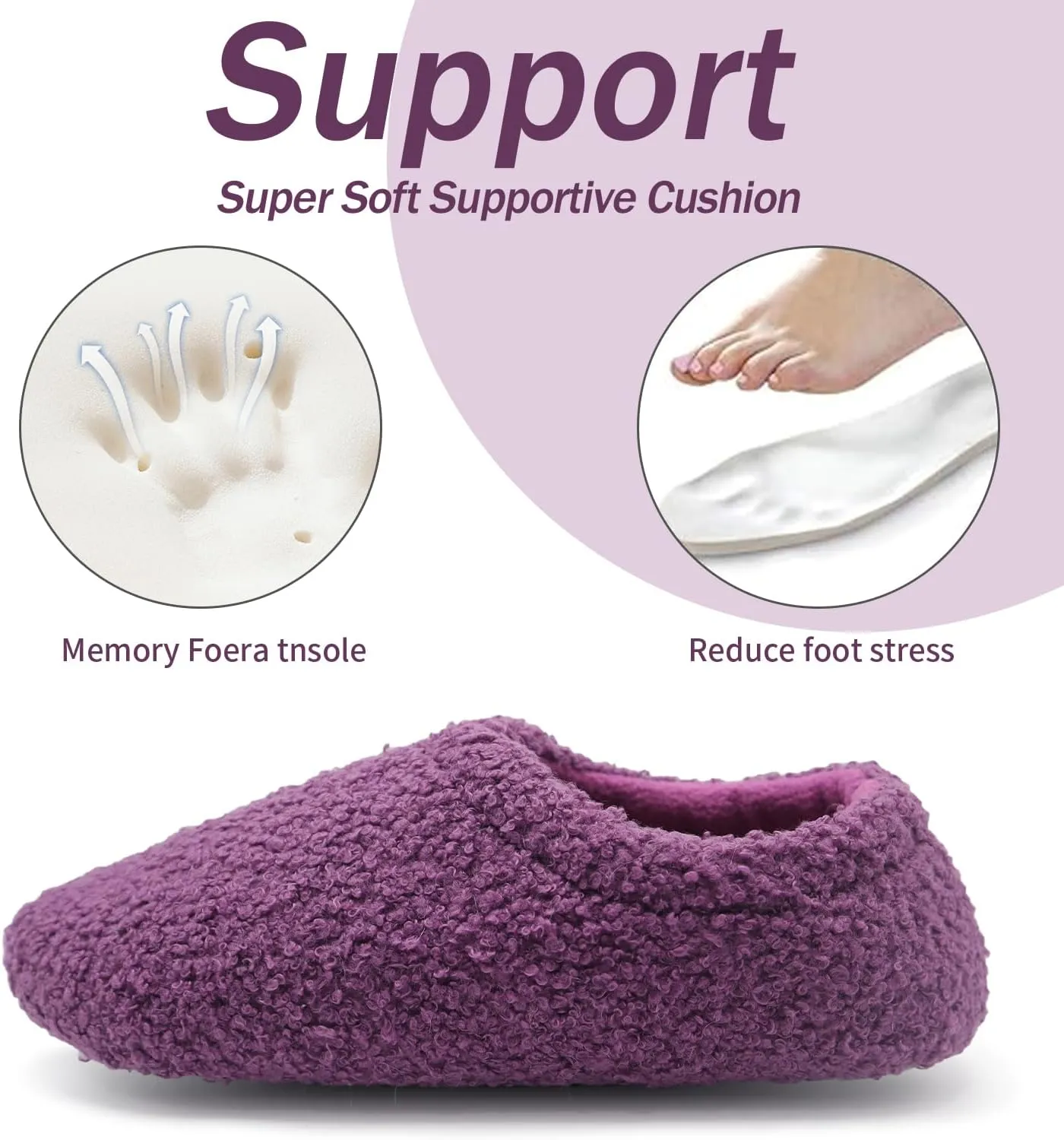 Women House Fuzzy Slippers - Lightweight Comfy Memory Foam Cozy Warm Fluffy Non-slip Indoor Slippers Size US 5-12