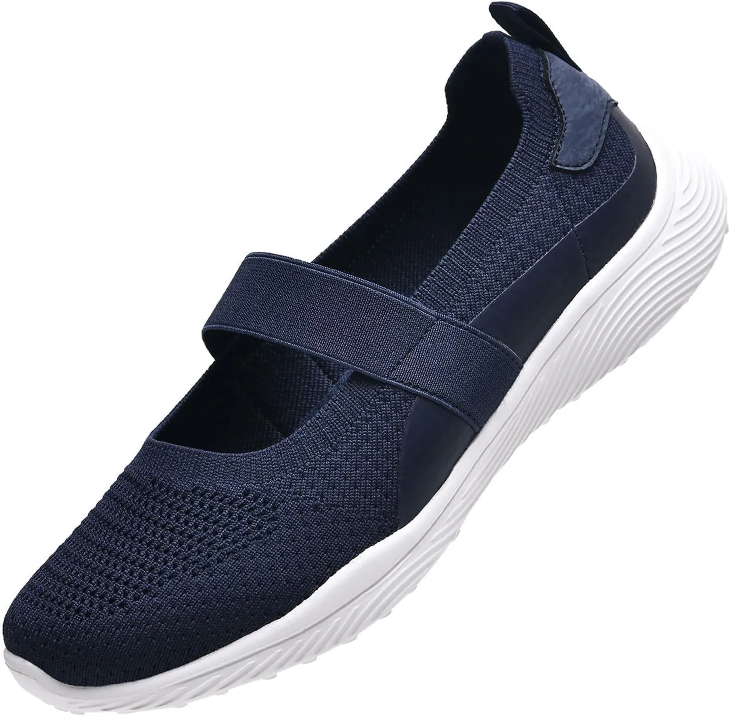 Women Mary Jane Shoes Slip On Walking Flats Comfortable Dressy Knit Washable Casual Nurse Shoe with Arch Support