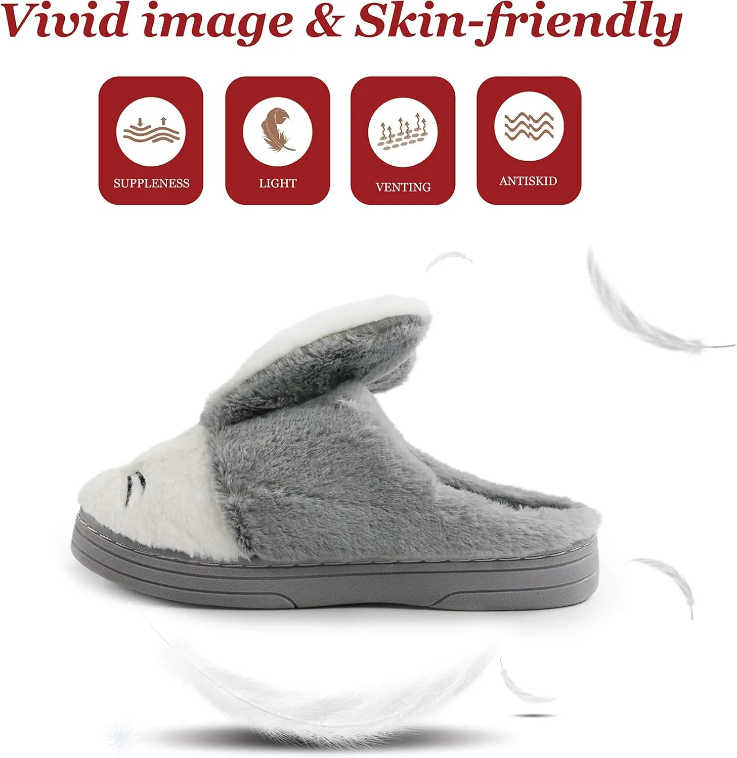 Women Memory Foam House Slippers Cozy Cute Bunny Animal Home Slipper Indoor Outdoor Birthday for Girls Ladies