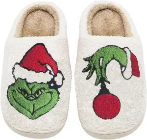 Women Men Cute Cartoon Christmas Slippers Winter Plush Funny Slippers Comfy Warm Furry House Shoes