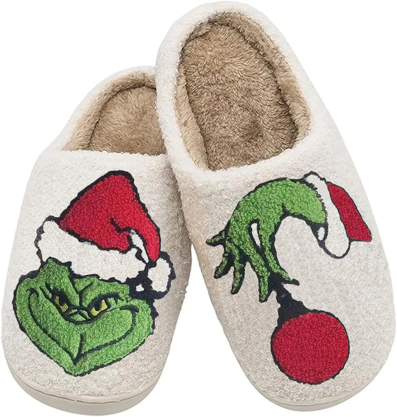 Women Men Cute Cartoon Christmas Slippers Winter Plush Funny Slippers Comfy Warm Furry House Shoes