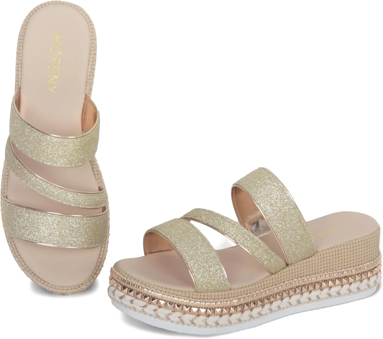Women Platform Sandals Espadrille Slip on Open Toe Boho Wedge Sandals for Women Dressy Casual Summer