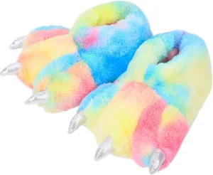 Women Plush Animal Paw Slippers Funny Novelty Bear Claw Slippers Cozy Furry Warm Memory Foam Slippers Gifts for Halloween Christmas