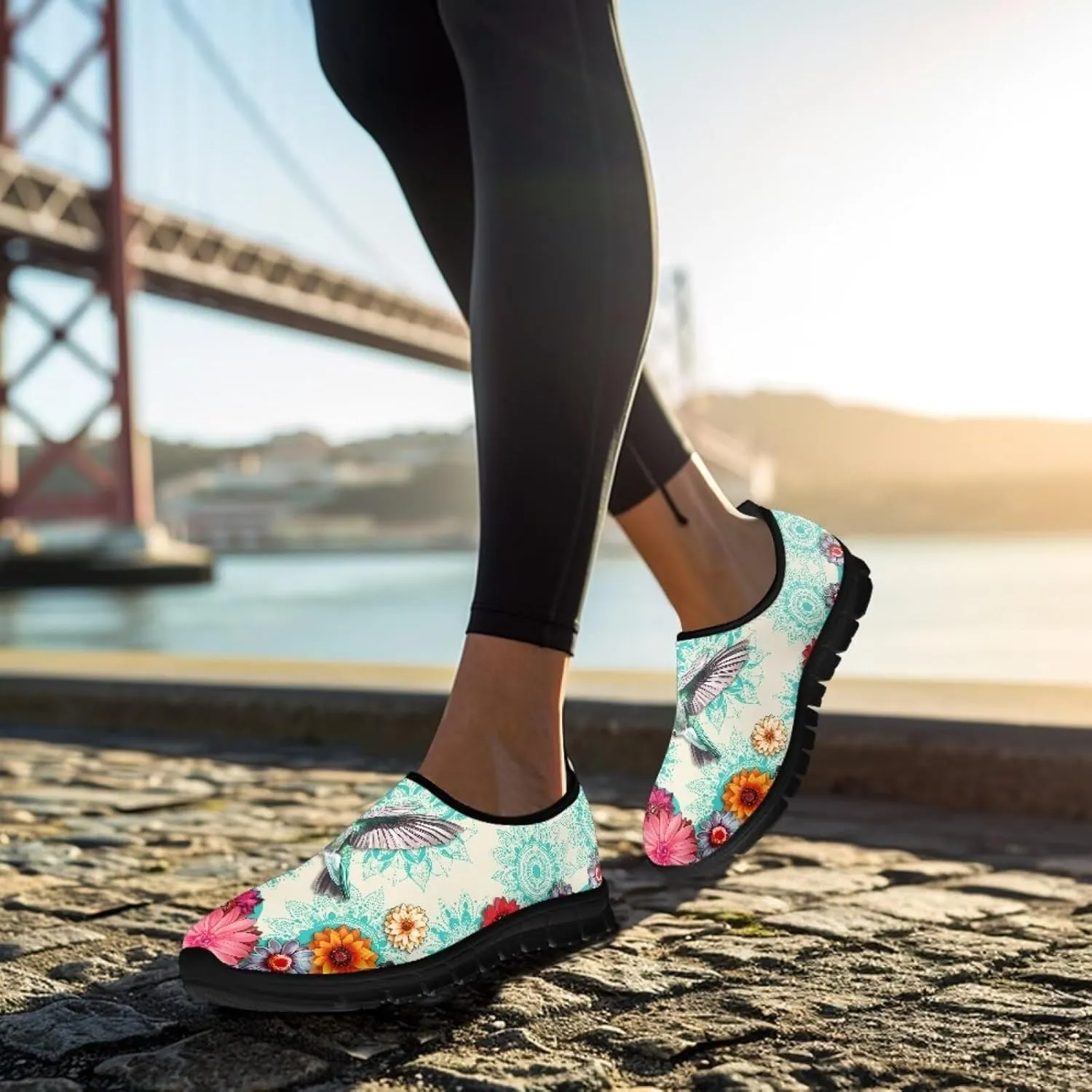 Women Slip On Sneakers Fruit Print Casual Low Top Flat Walking Shoes Non-Slip Breathable Mesh Footwear