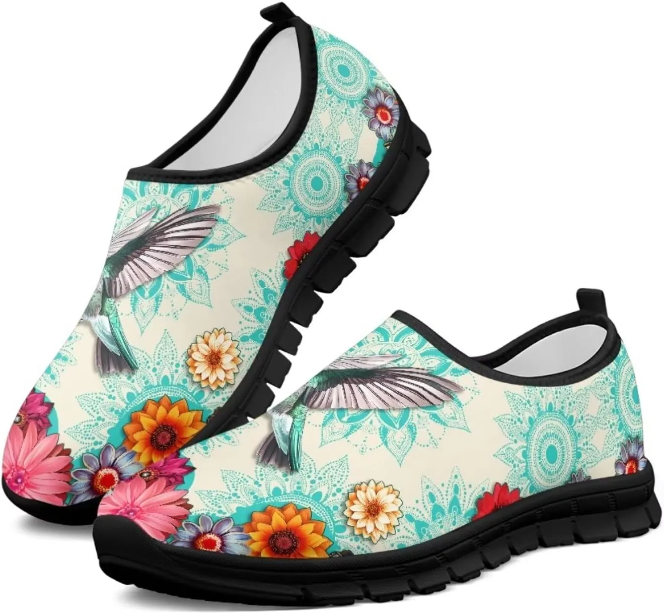 Women Slip On Sneakers Fruit Print Casual Low Top Flat Walking Shoes Non-Slip Breathable Mesh Footwear