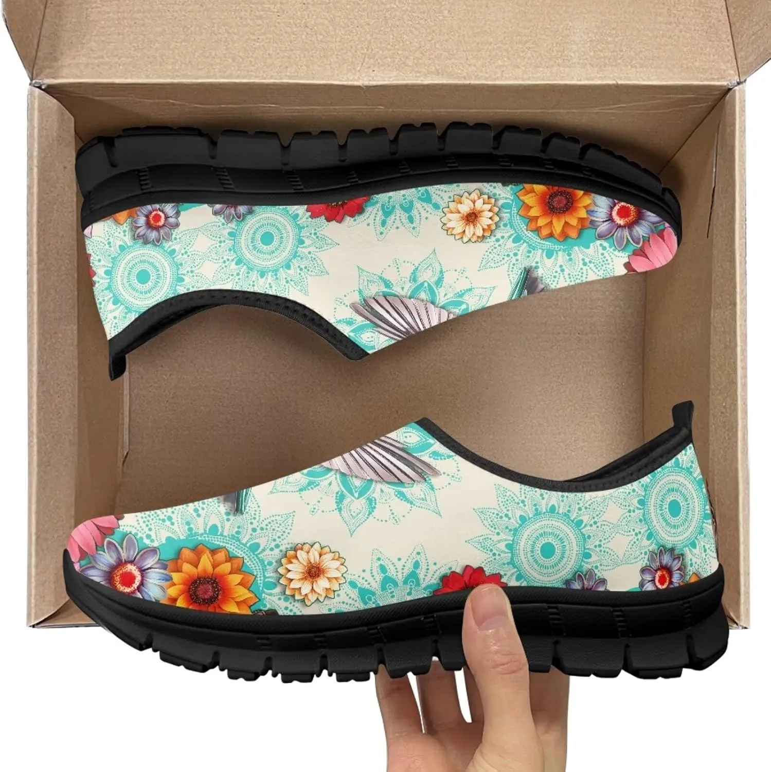 Women Slip On Sneakers Fruit Print Casual Low Top Flat Walking Shoes Non-Slip Breathable Mesh Footwear