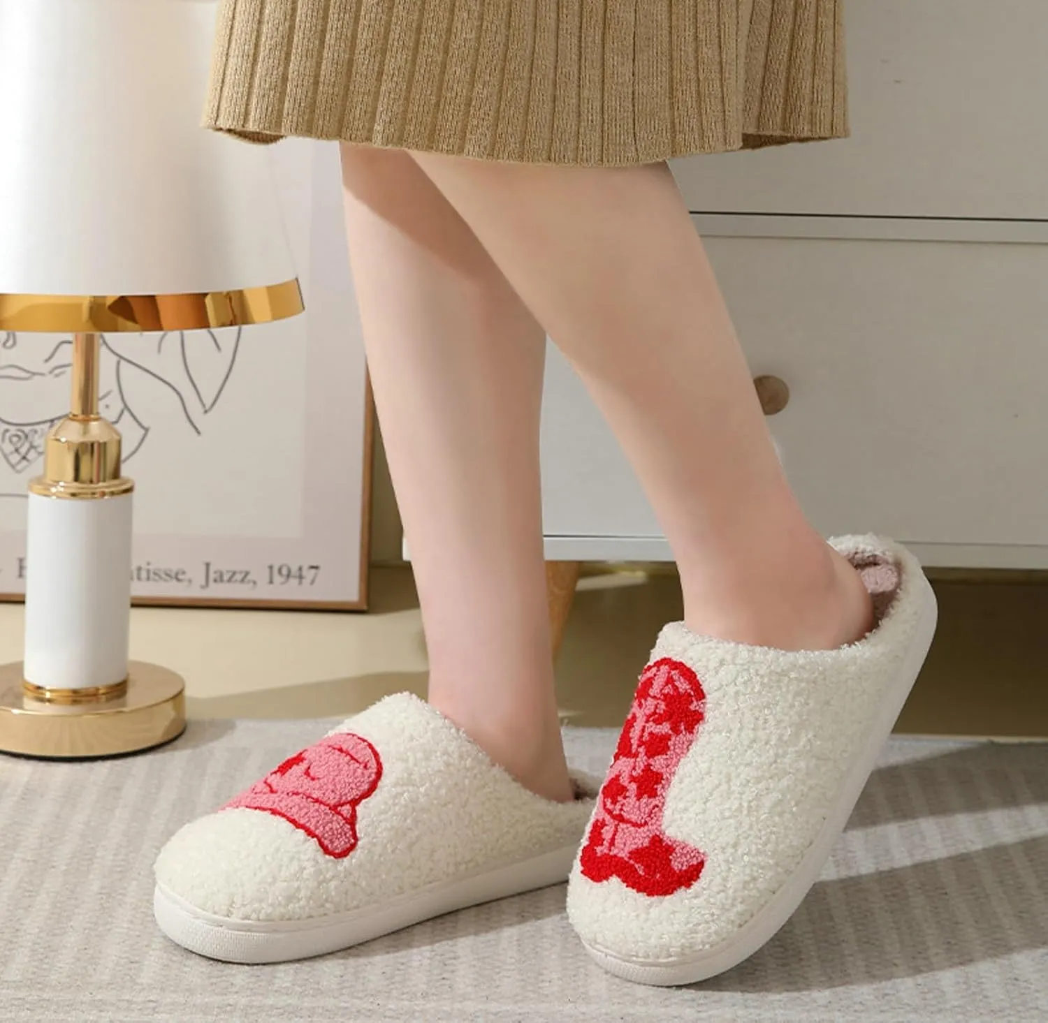Women Slippers Cute House Slippers Strawberry Slippers Comfy Soft Bedroom Shoes Warm Fuzzy Slip-On Slippers Indoor Non-slip Plush Bedroom Slippers, E-24TX001