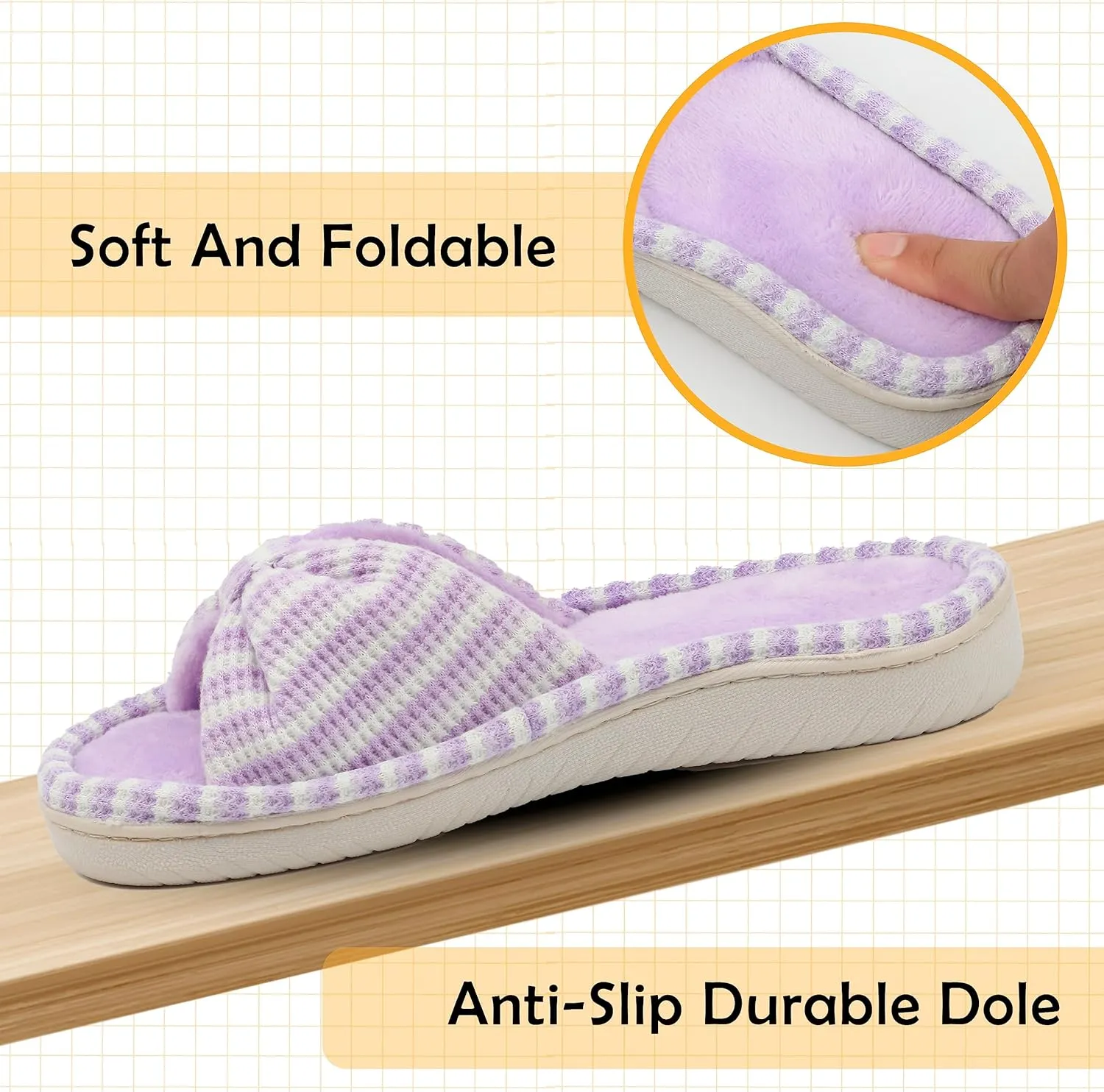 Women Summer Slippers Open Toe Slippers Memory Foam Anti-slip House Shoes Indoor Outdoor Christmas Gifts