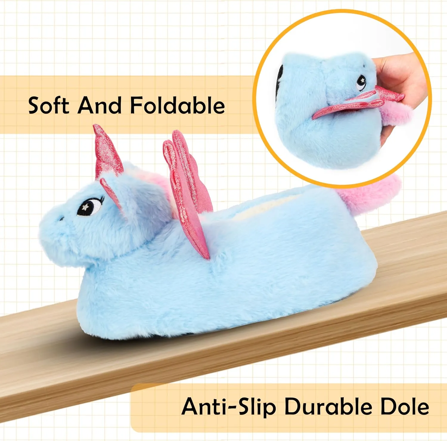 Women Unicorn Animal Slippers Slip-On Memory Foam Anti-Skid House Shoes Cute Fuzzy Cartoon Christmas Gifts