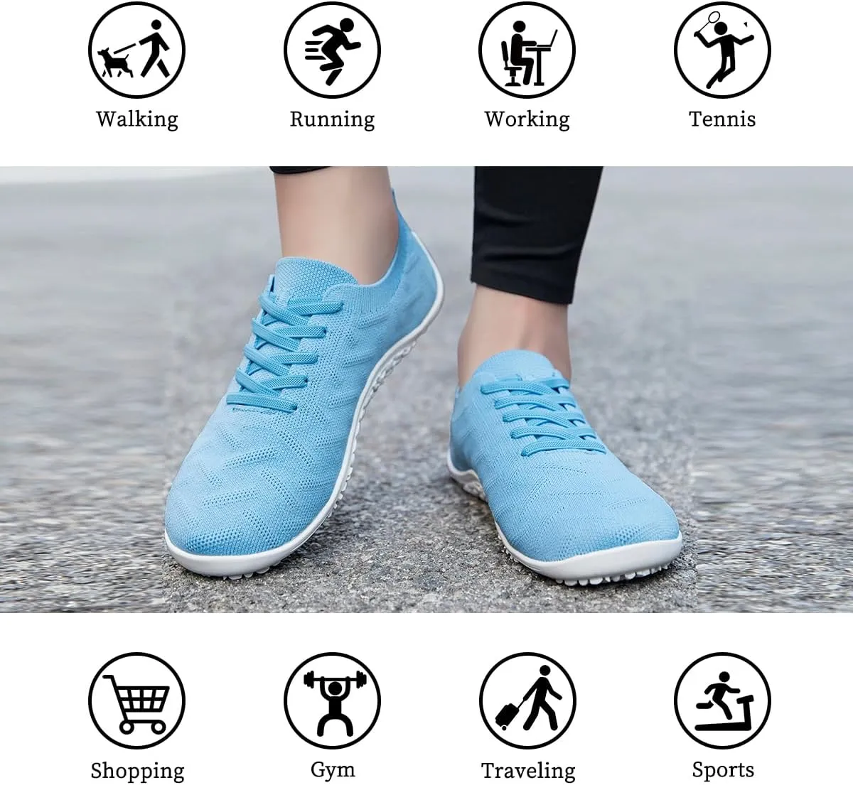 Womens Barefoot Shoes Walking Runing Slip On Shoes Zero Drop Footwear Yoga Gym Sneakers Lightweight Breathable Minimalist Trainers