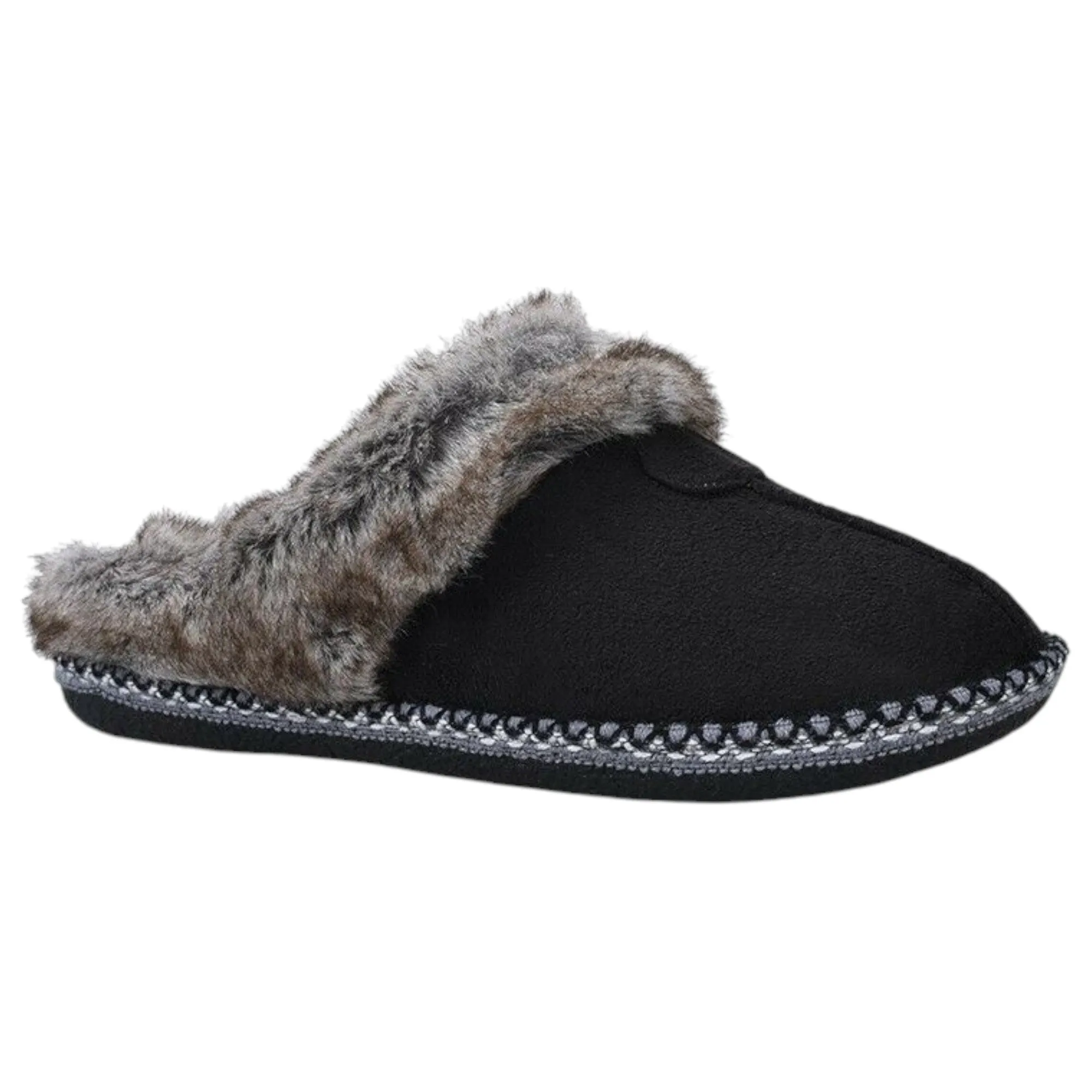Womens Bellissimo Lotus Black Slippers Winter Shoes