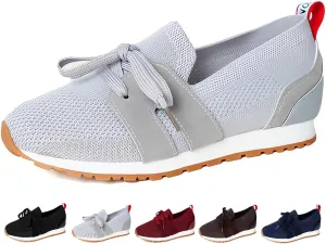 Women's Breathable Flying Woven Sneakers Orthopedic Slip on Go Walking Shoes Comfortable Non Slip Tennis Work Gym Running Memory Foam Arch Shoes