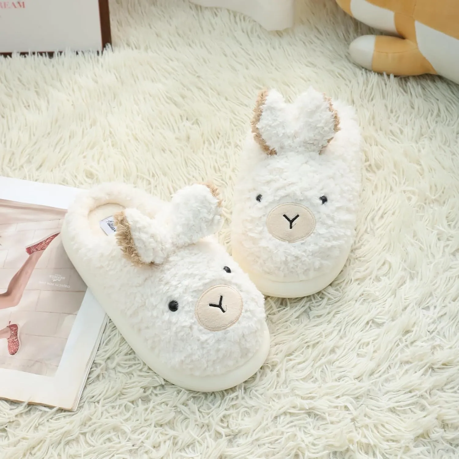 Women's Cute Animal Slippers - Warm Memory Foam Soft Fleece Plush House Slippers for Indoor & Outdoor