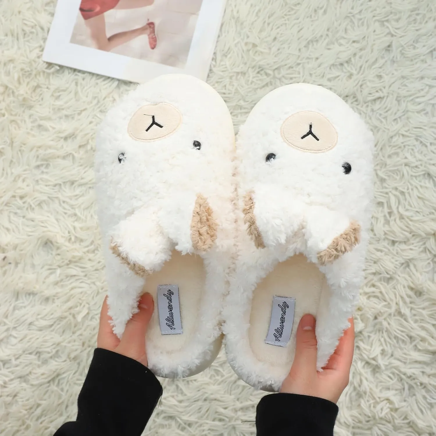 Women's Cute Animal Slippers - Warm Memory Foam Soft Fleece Plush House Slippers for Indoor & Outdoor