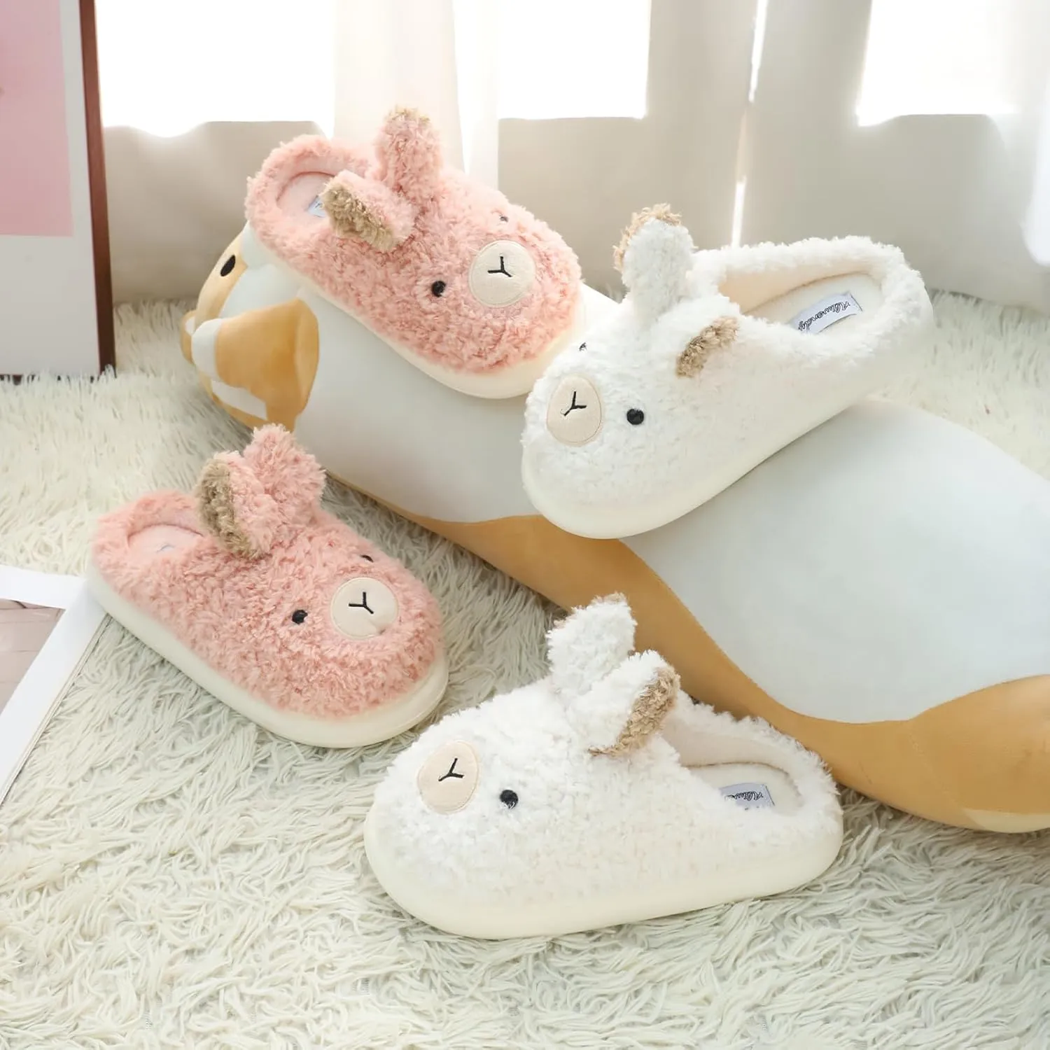 Women's Cute Animal Slippers - Warm Memory Foam Soft Fleece Plush House Slippers for Indoor & Outdoor