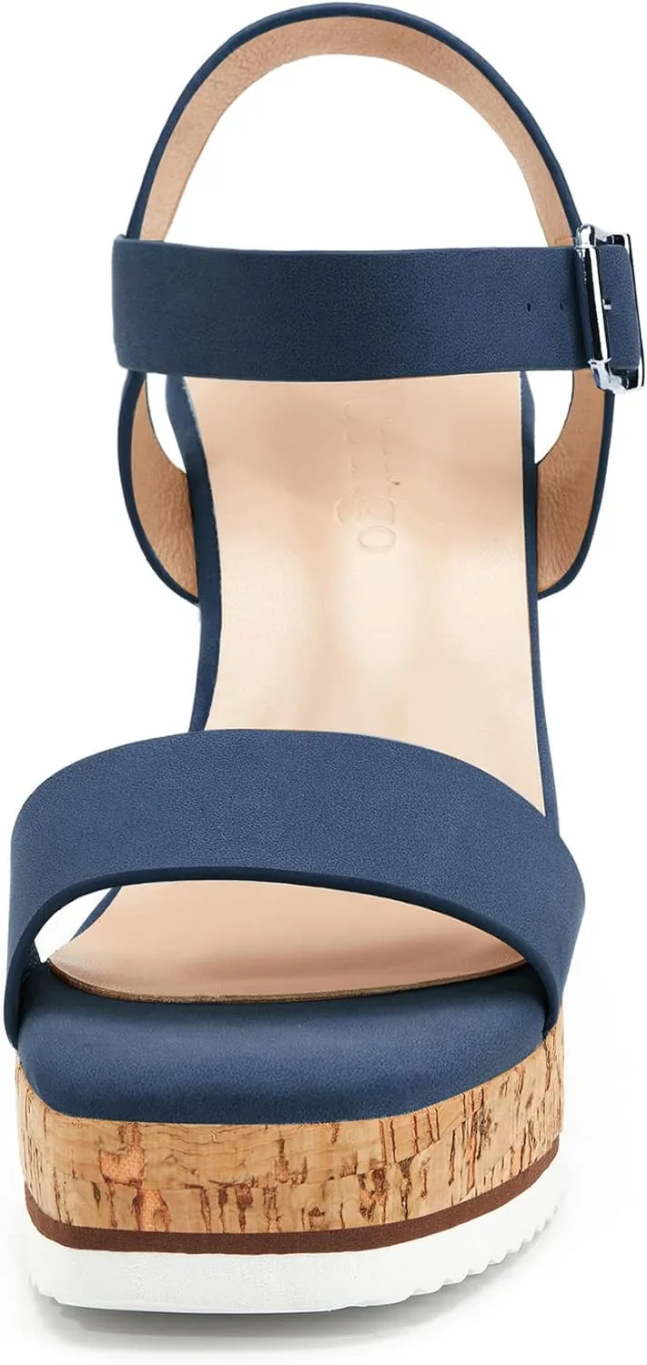 Women's Espadrille Wedge Platform Sandals Open Toe Ankle Buckle Strap Casual Summer Shoes