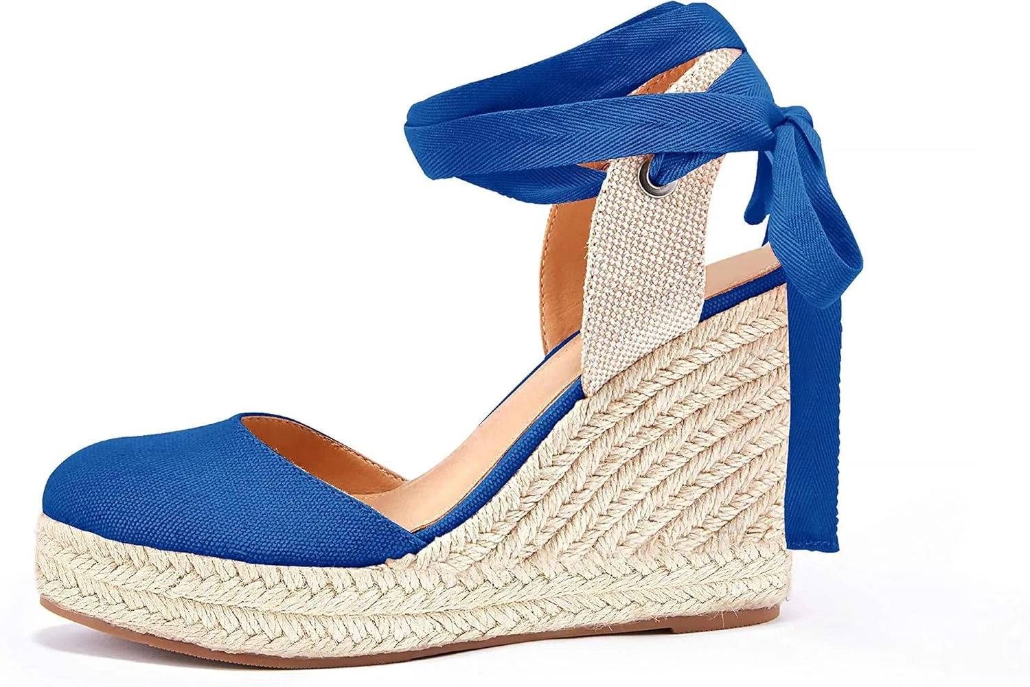 Women's Espadrille Wedge Sandals Closed Toe Lace Up Platform Ankle Wrap Summer Casual Shoes