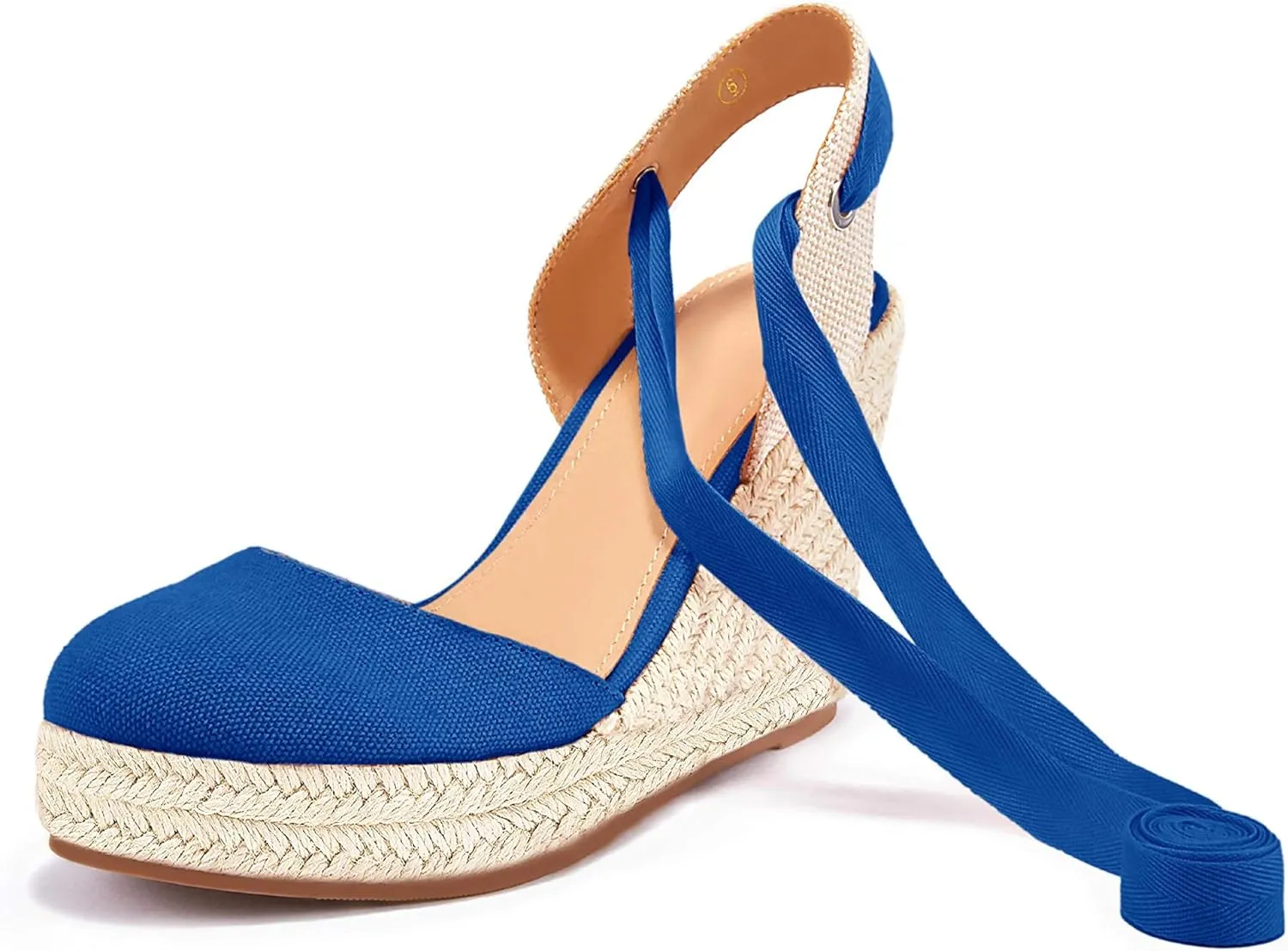 Women's Espadrille Wedge Sandals Closed Toe Lace Up Platform Ankle Wrap Summer Casual Shoes