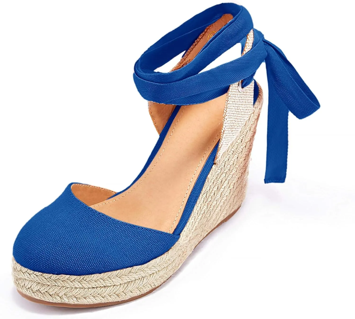 Women's Espadrille Wedge Sandals Closed Toe Lace Up Platform Ankle Wrap Summer Casual Shoes