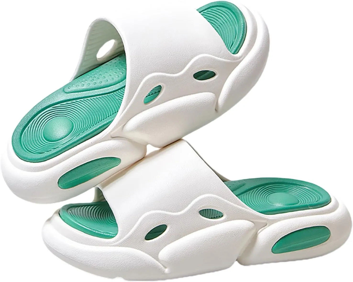 Women's Fashion Cowhide Leather Platform Sandals Comfy Soft Open Toe Slip On Wedge Casual Slides Summer Beach Lightweight Flatform Chunky Slippers