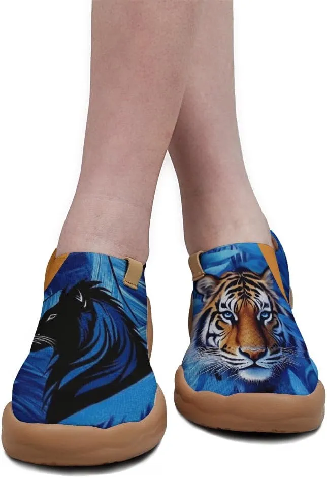 Women's Fashion Sneaker Ladies Travel Shoes Cat Painted Knit Slip On Loafers