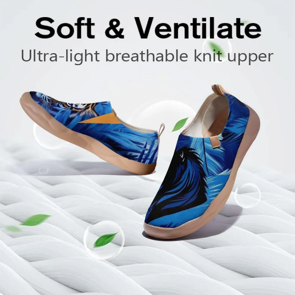 Women's Fashion Sneaker Ladies Travel Shoes Cat Painted Knit Slip On Loafers