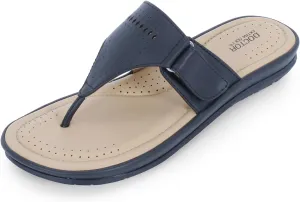 Women's Flat Memory Foam Slippers/Flip-Flops Fashion Stylish Casual Comfortable Diabetic Orthopedic Lightweight Synthetic Slip-on Sandals with Adjustable Strap for Girls/Ladies D-608