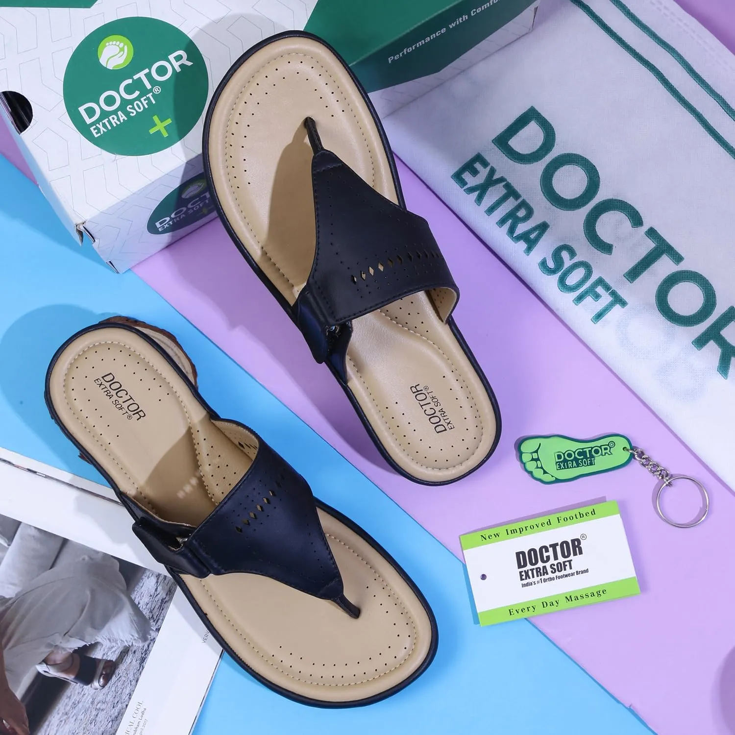 Women's Flat Memory Foam Slippers/Flip-Flops Fashion Stylish Casual Comfortable Diabetic Orthopedic Lightweight Synthetic Slip-on Sandals with Adjustable Strap for Girls/Ladies D-608
