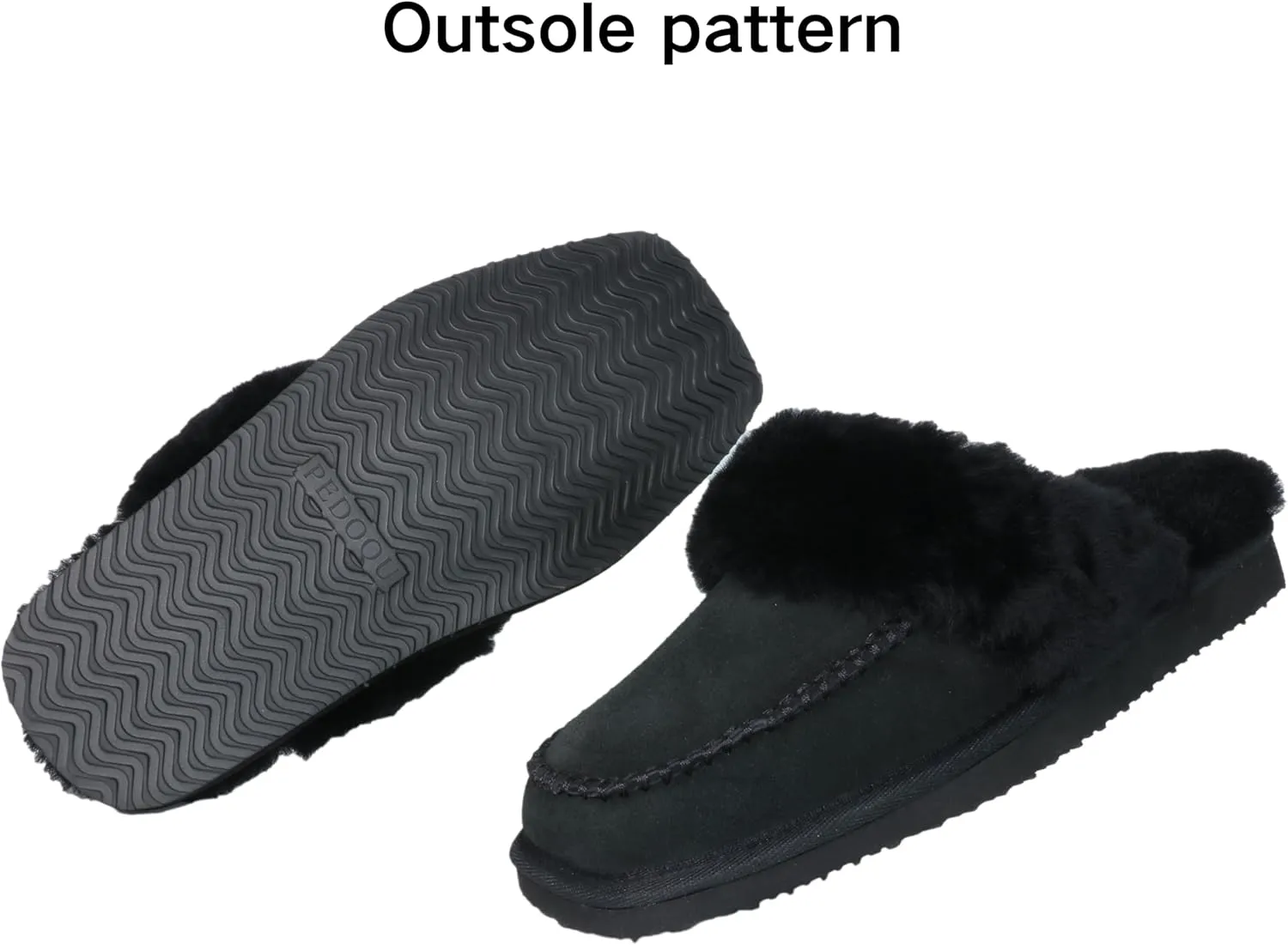 Womens Fluff Memory Foam Slippers Ladies Arch Support Warm Scuff Slippers Slip on Comfy Winter House Shoes with Non-Slip Indoor Outdoor Hard Sole