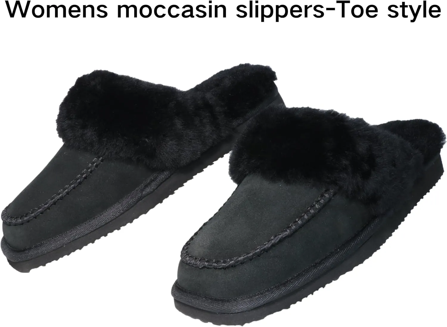 Womens Fluff Memory Foam Slippers Ladies Arch Support Warm Scuff Slippers Slip on Comfy Winter House Shoes with Non-Slip Indoor Outdoor Hard Sole