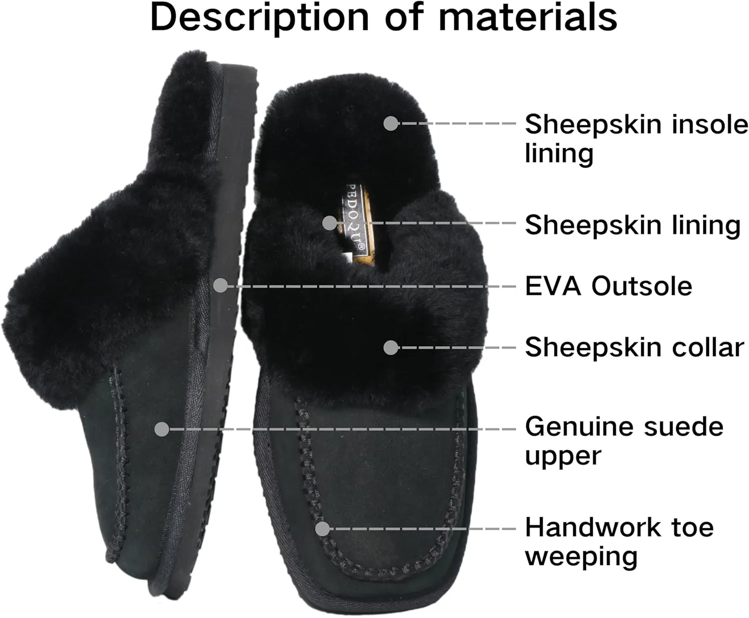 Womens Fluff Memory Foam Slippers Ladies Arch Support Warm Scuff Slippers Slip on Comfy Winter House Shoes with Non-Slip Indoor Outdoor Hard Sole