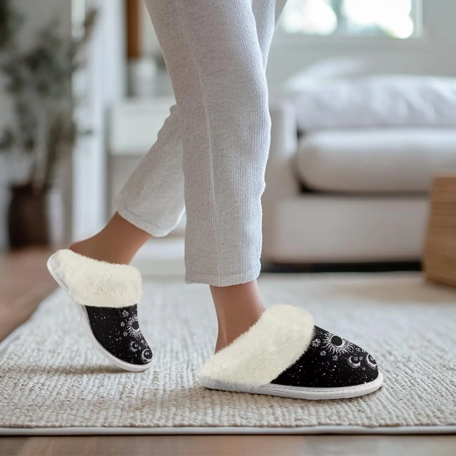 Womens Fluffy House Slippers for Winter Warm Comfy Bedroom Slippers Women Non Slip Size 5-13