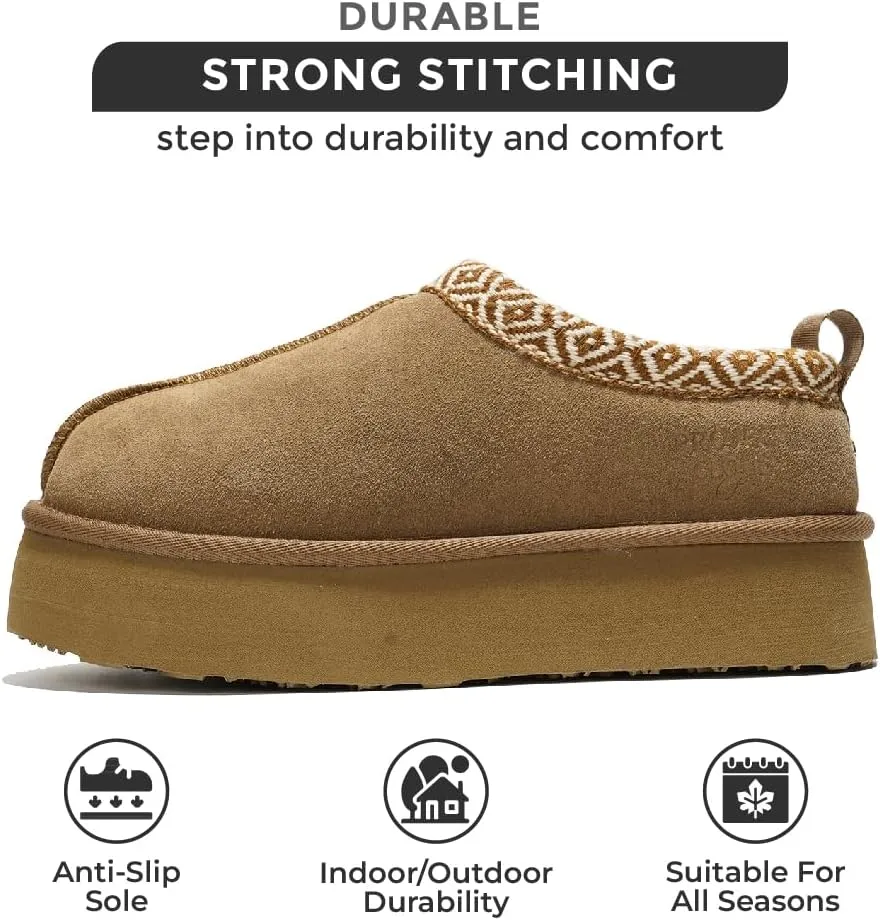 Women's Genuine Leather Platform Slippers - Memory Foam, Nonslip, by Project Cloud (Sayre)