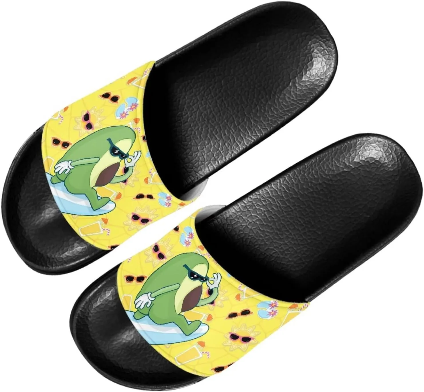 Womens House Slippers Lightweight Slip On Shower Shoes Breathable Pool Beach Non Slip Sandals Size 6-13.5 Black Sole
