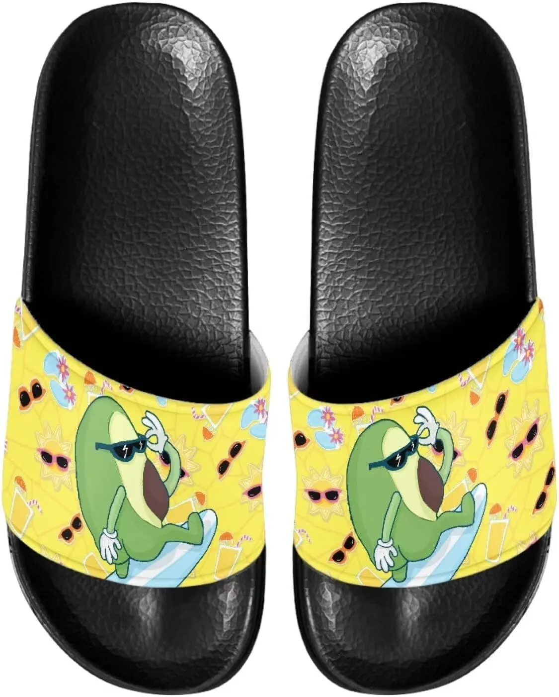 Womens House Slippers Lightweight Slip On Shower Shoes Breathable Pool Beach Non Slip Sandals Size 6-13.5 Black Sole