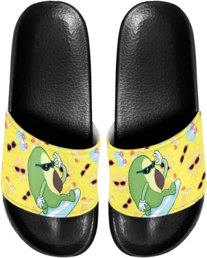 Womens House Slippers Lightweight Slip On Shower Shoes Breathable Pool Beach Non Slip Sandals Size 6-13.5 Black Sole