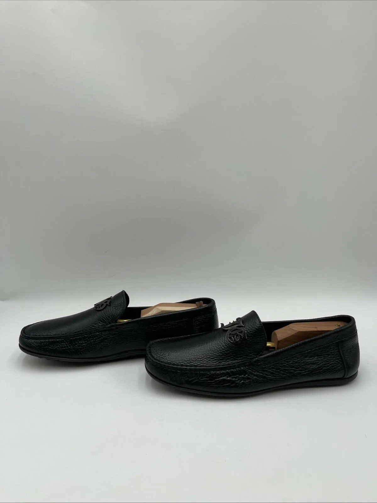 Women’s John Galliano Logo Leather Driving Loafers Black Size 41.5 - Very Good