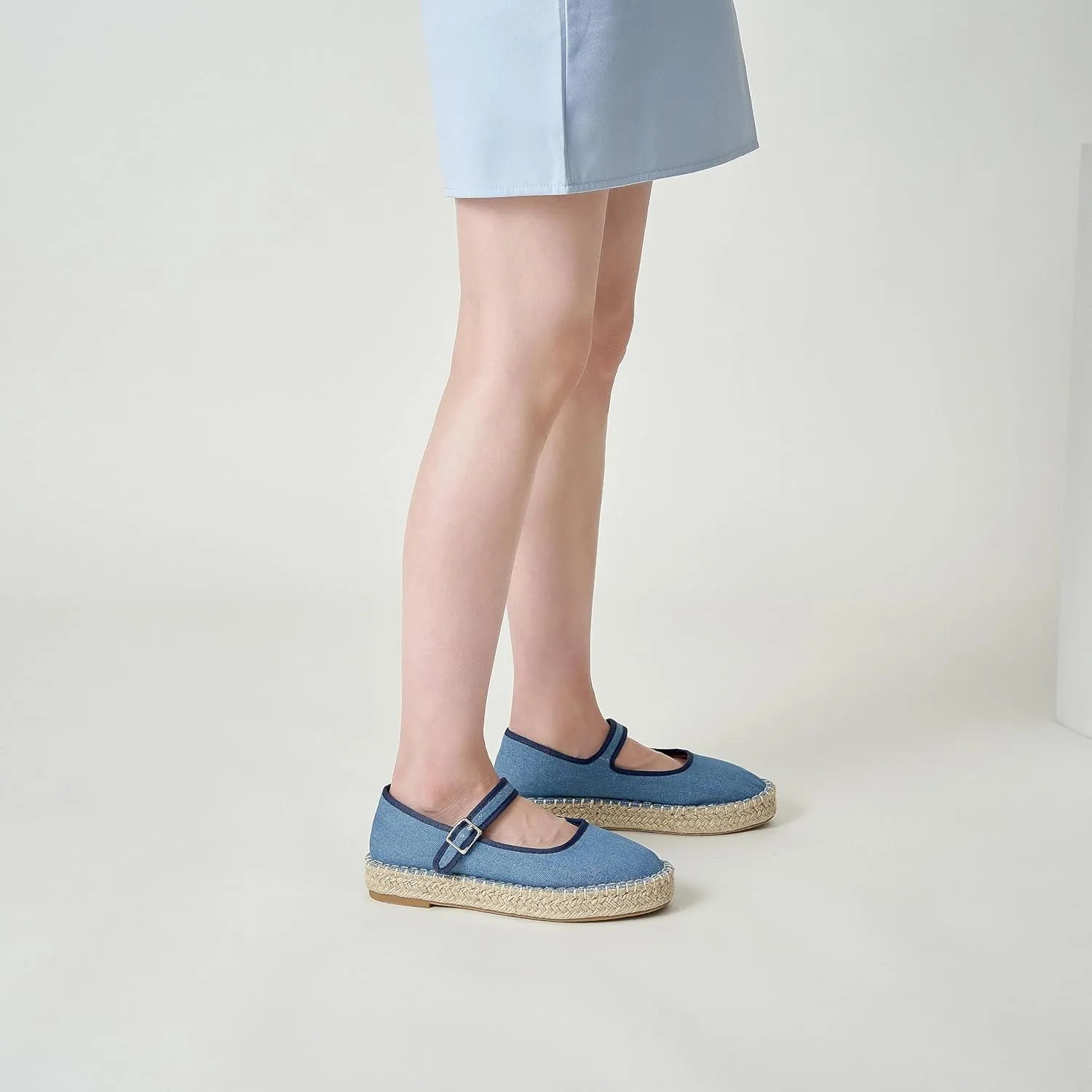 Women's Mary Jane Espadrilles Woven Espadrille Outsole Canvas Summer Flats
