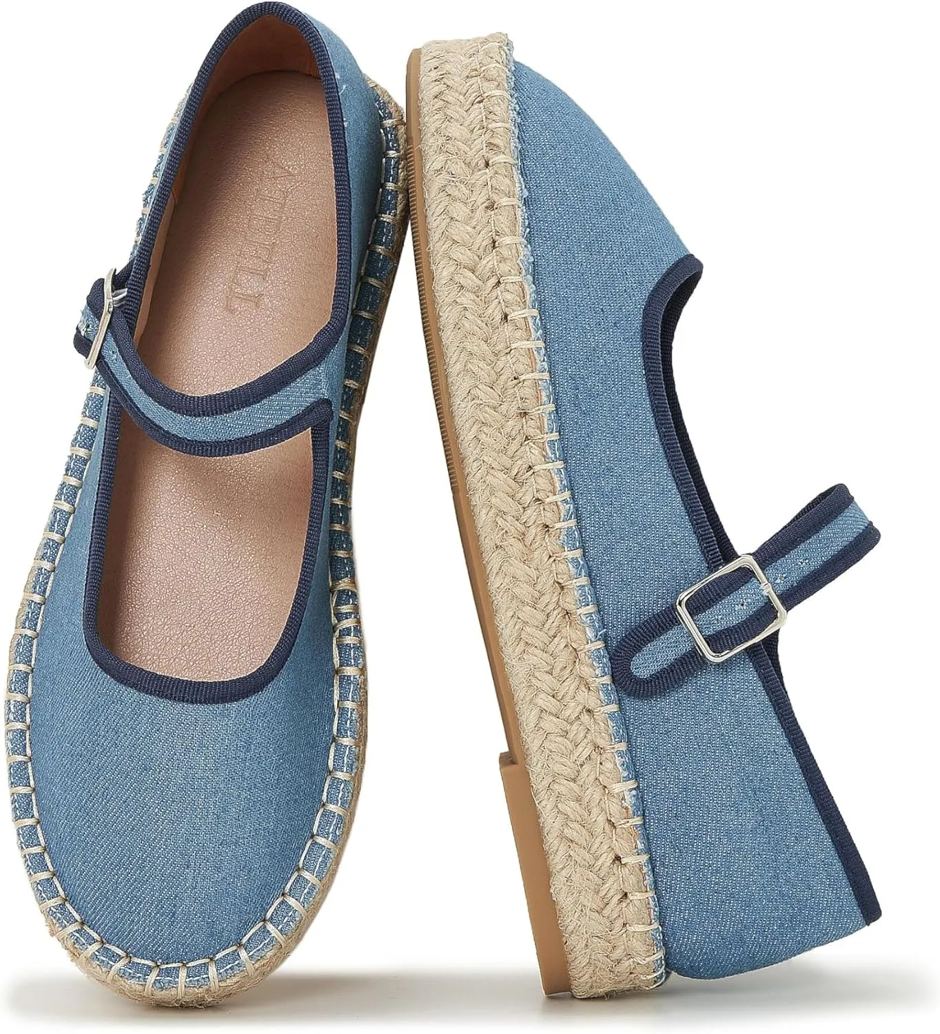 Women's Mary Jane Espadrilles Woven Espadrille Outsole Canvas Summer Flats