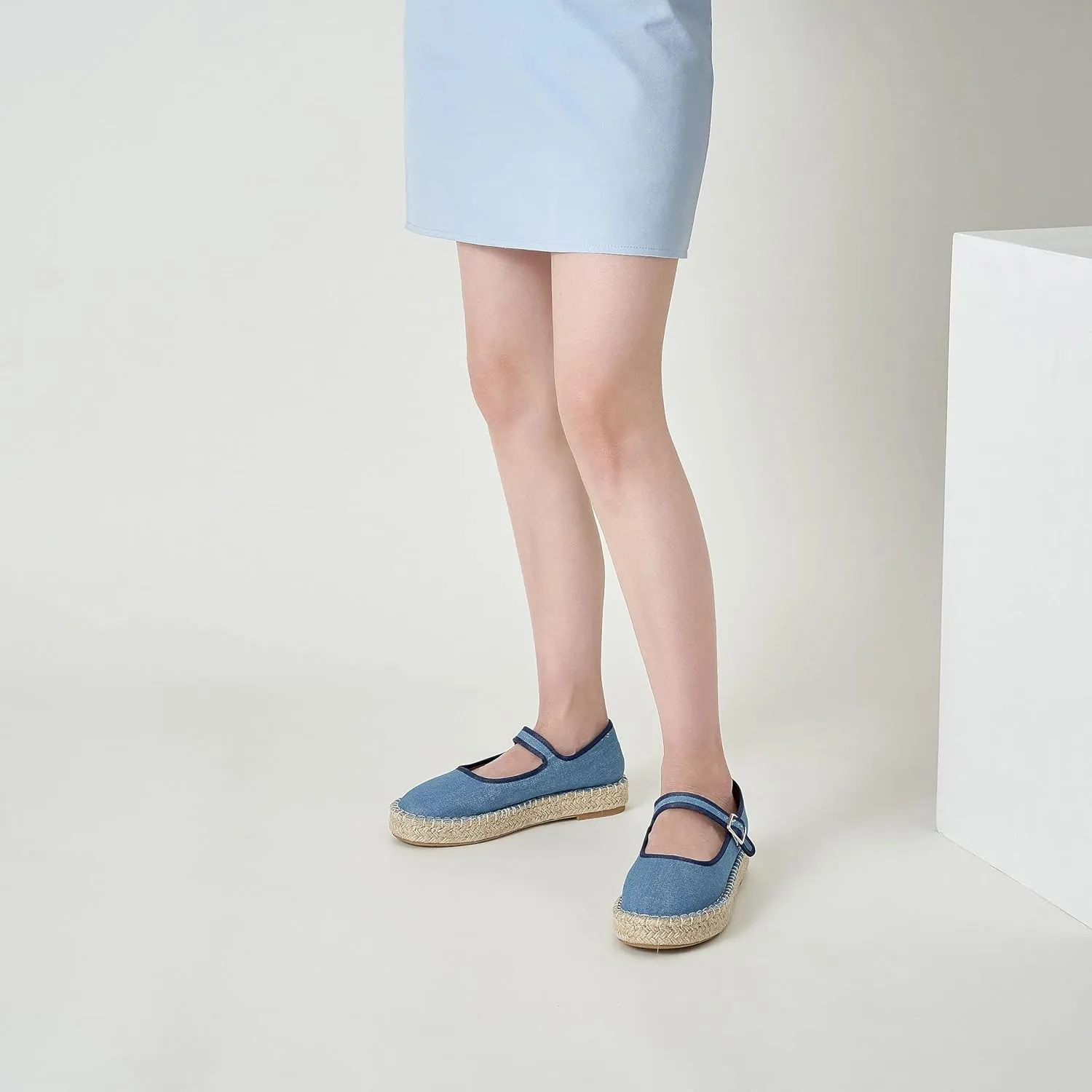 Women's Mary Jane Espadrilles Woven Espadrille Outsole Canvas Summer Flats