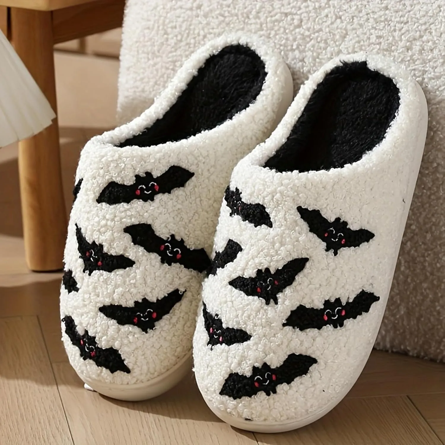 Womens Mens House Slippers Retro Comfy Warm Plush Slip on Fluffy Memory Foam Home Sippers for Winter Indoor Outdoor