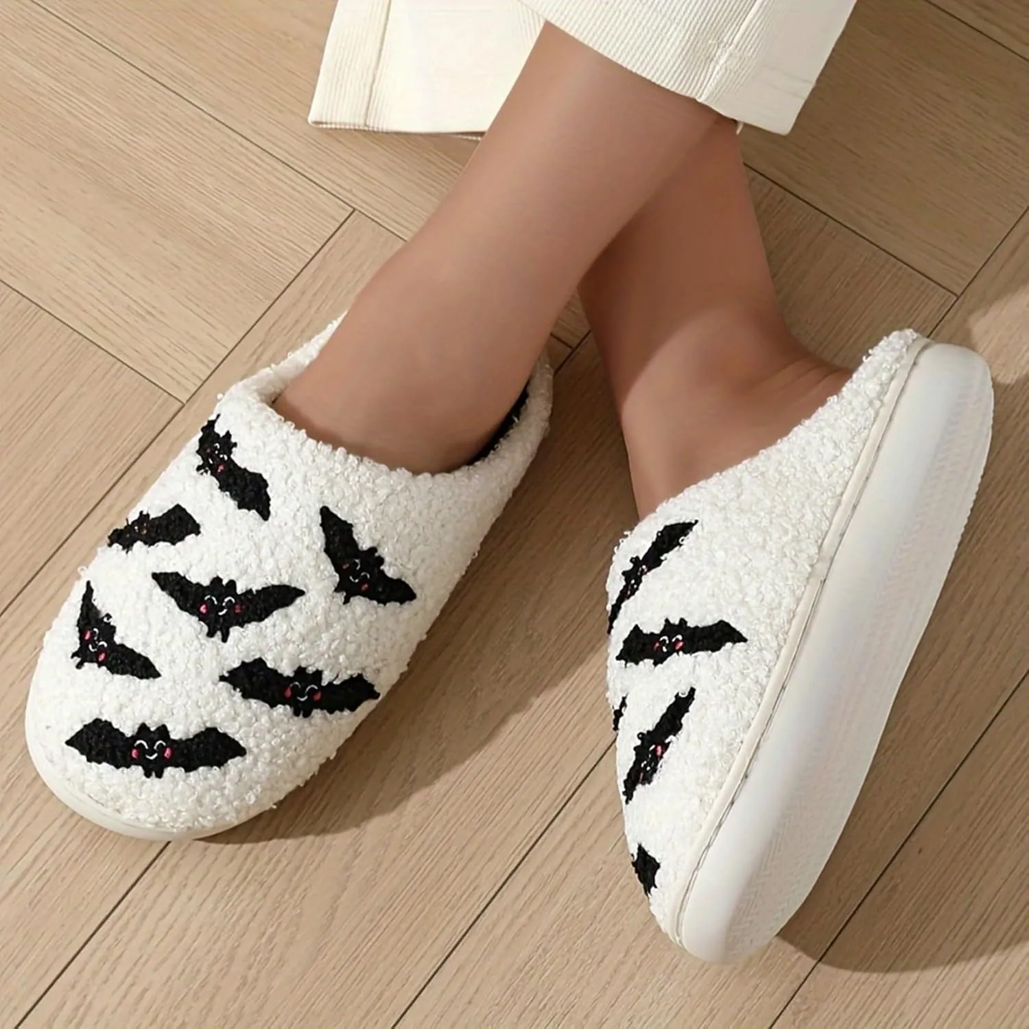 Womens Mens House Slippers Retro Comfy Warm Plush Slip on Fluffy Memory Foam Home Sippers for Winter Indoor Outdoor
