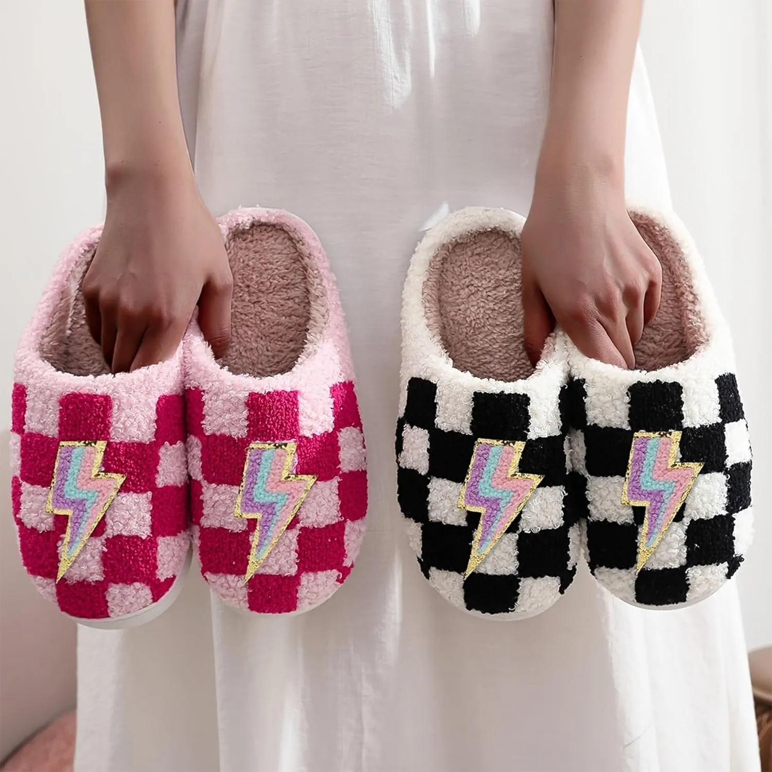 Womens Mens Plant Animal Fruit Slippers Retro Cozy Fluffy Plush Slipper Embroidered printing Warm Memory Foam Indoor Outdoor House Shoes