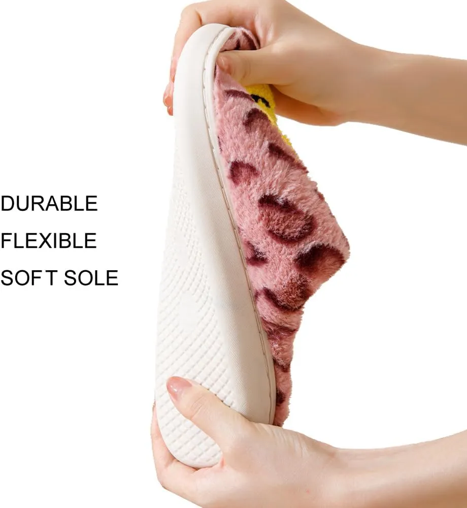 Women's Men's Retro Preppy Happy Face Slippers Comfy Warm Plush Slip-On House Slipper for Winter Indoor Soft Cushion Non-slip Fluffy Slides Slippers