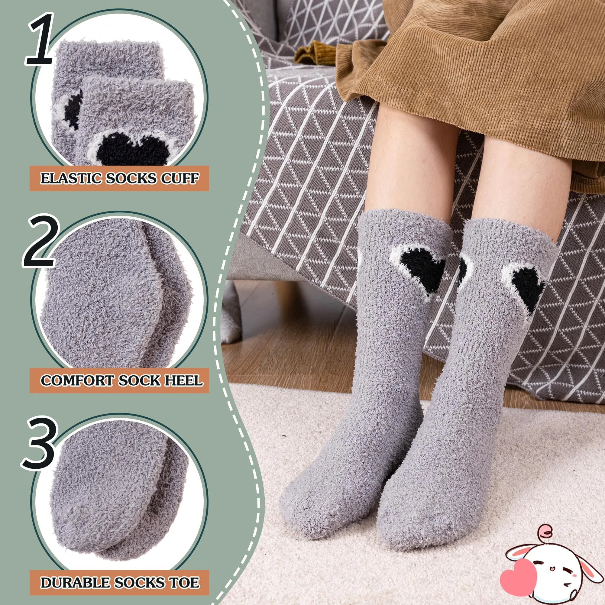 Women's Neutral Color Fuzzy Socks - 5 Pairs