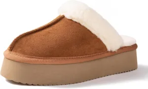 Women's Platform Slippers for Women Slip-on Slippers Winter Fluffy Warm Comfy Furry Shoes for Outdoor Indoor House