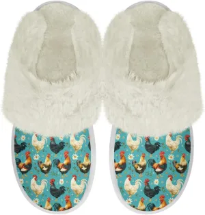 Women's Plush Fuzzy Slip on Indoor Outdoor Winter House Slippers Comfy Warm Fluffy Shoes Size 5-14